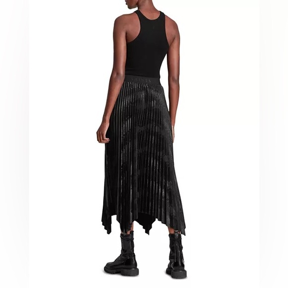 ALLSAINTS Phia Snakeskin Pleated Maxi Skirt - Picture 2 of 12